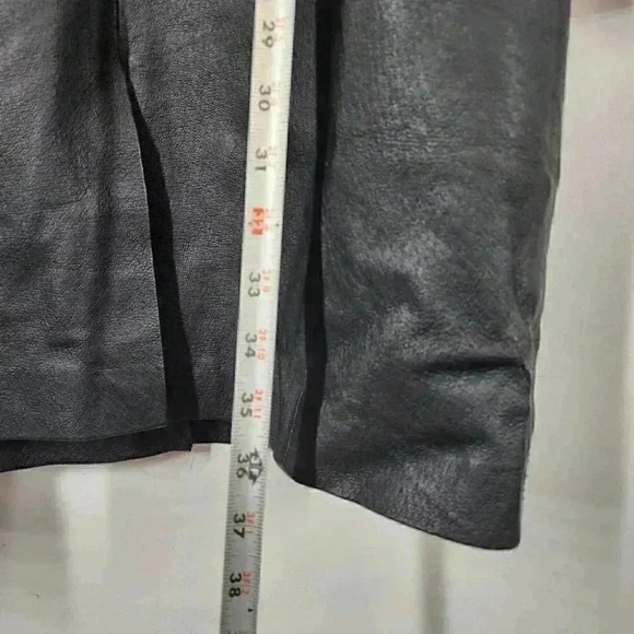 Bagatelle Button Front Genuine Leather Black Long Coat Women's M - Picture 9 of 10